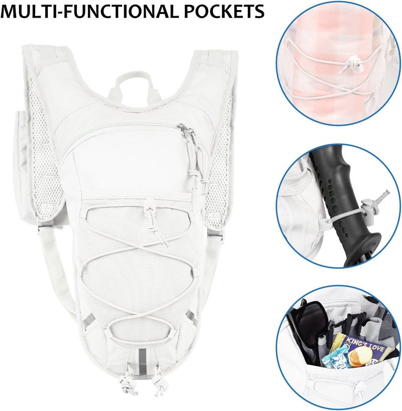 DEVONWIDE Lightweight Hydration Backpack 2L Water Bladder Pack for Running, Cycling, Hiking – Anti-Theft Water Backpack with Phone Holder, Trekking Pole Holder & Reflective Strips for Men & Women - Image 3